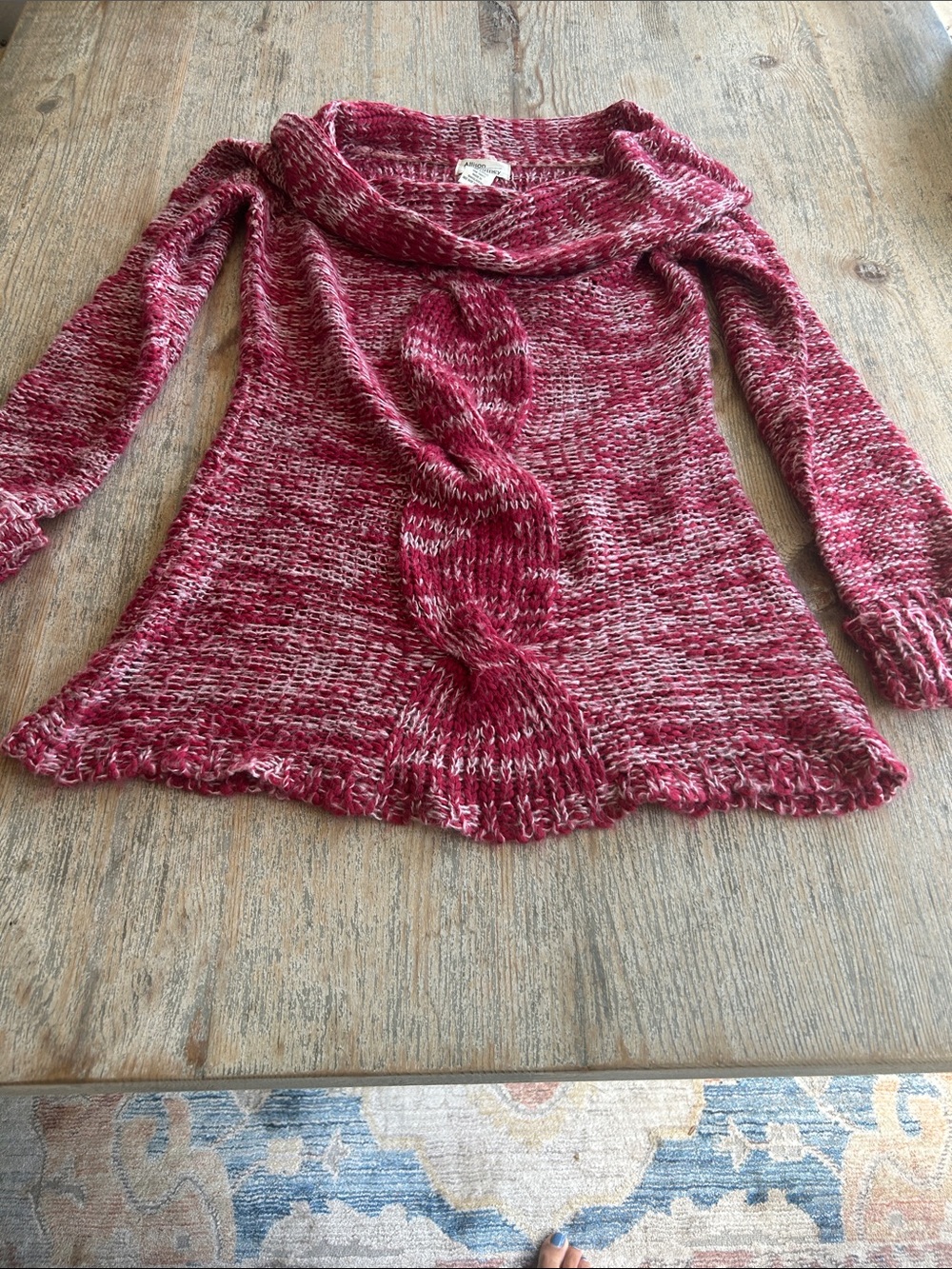 Allison Brittney Marled Raspberry Cowl Neck Sweater